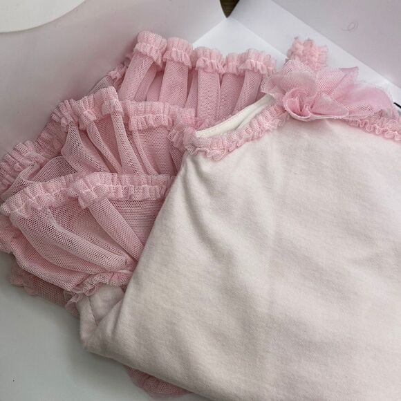 Isabella Chloe Dress Sleeveless White w/ Pink Layered Tule attached Skirt 24 M - Picture 3 of 16